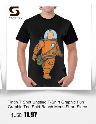 Футболка Tintin, трендовая футболка Tintin And Milou, футболка с коротким рукавом, большие размеры, графическая футболка, летняя Милая Мужская футболка из 100 полиэстера