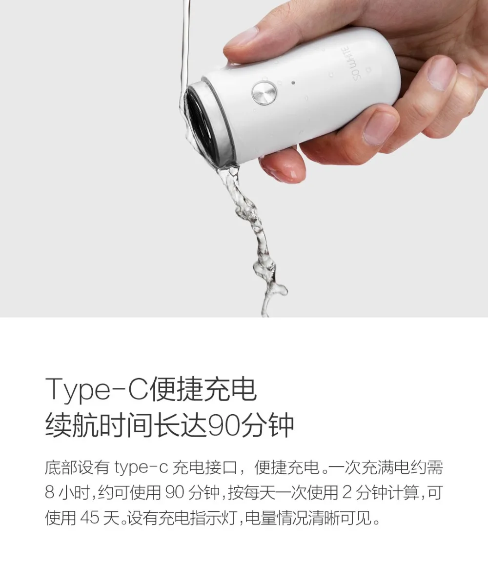 Xiaomi So White ED1 Мини Портативная электробритва для мужчин IPX5 Водонепроницаемая USB зарядка влажное и сухое ручное Бритье