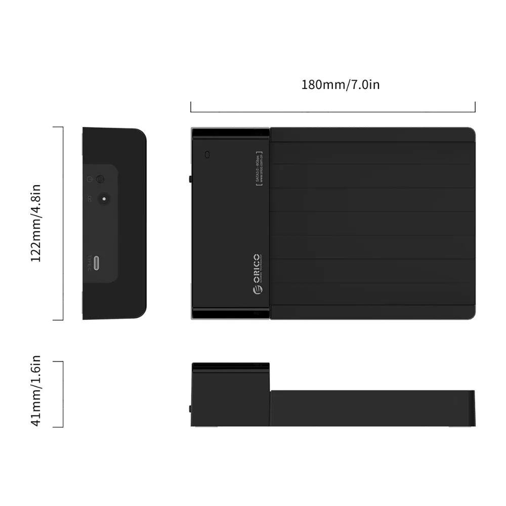 ORICO 2,5/3,5 дюймов док-станцию жёсткого диска 10 Гбит/с SATA USB 3,1 Gen2 Тип C корпус для жесткого диска 12V Мощность адаптер Поддержка 12 ТБ Max