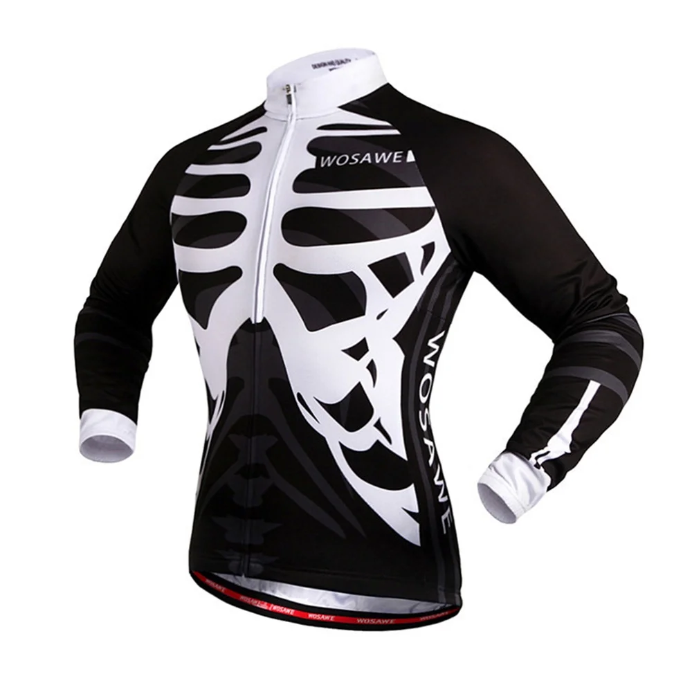 WOSAWE Men's Women's Skeleton Cycling Jerseys Clothing Bicycle Ciclismo Long Sleeve Tops Bike Jacket Breathable Sports | Спорт и