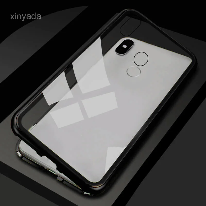black clear Роскошный Металлический Магнитный чехол для Xiao mi 8 Pocophone F1 8SE mi 8 Lite Red mi 6 Note 7 Pro 5 6A mi 6X A2, чехол, магнитный бампер - Цвет: black clear