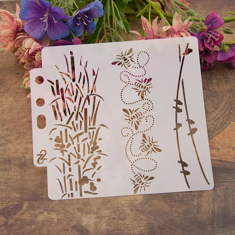 Новинка трафареты 13 см для слоев листьев пчелиных птиц настенная живопись