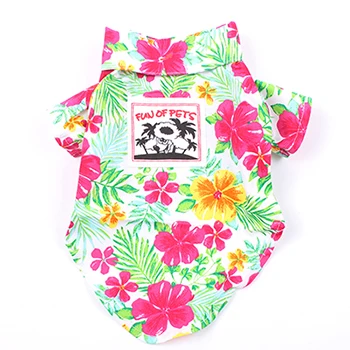 Fuchsia Flower Футболка для собак, платье для питомцев, Цветочная Гавайская футболка со щенком, весенне-летняя одежда - Цвет: Fuchsia Flower