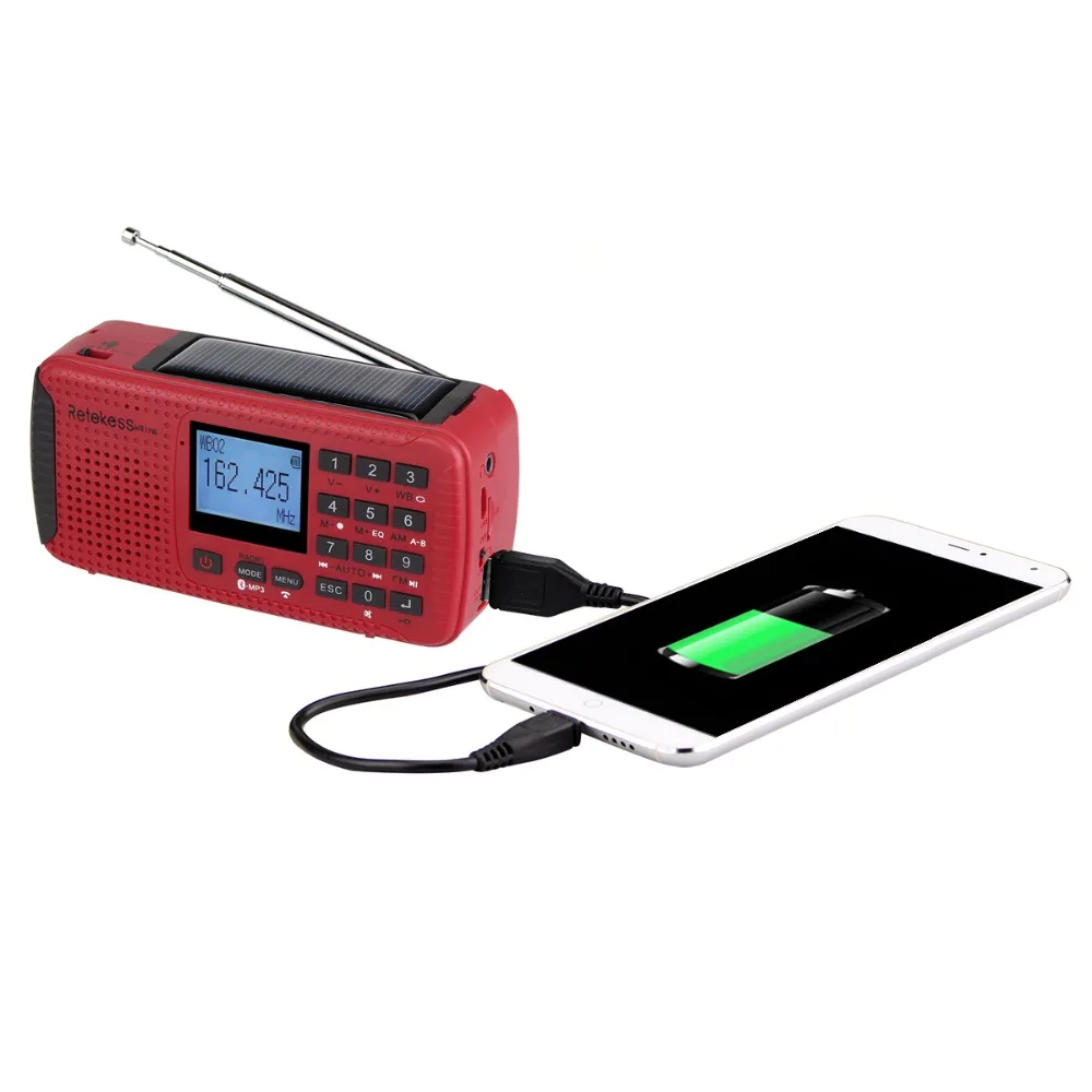 Retekess HR11W цифровой рекордер портативный FM/MW рукоятка Солнечная NOAA погода