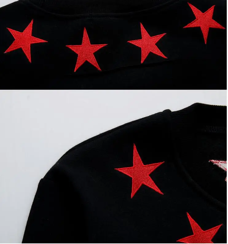 Новинка 2017 толстовка унисекс с высокой вышивкой и полосками звезд капюшоном