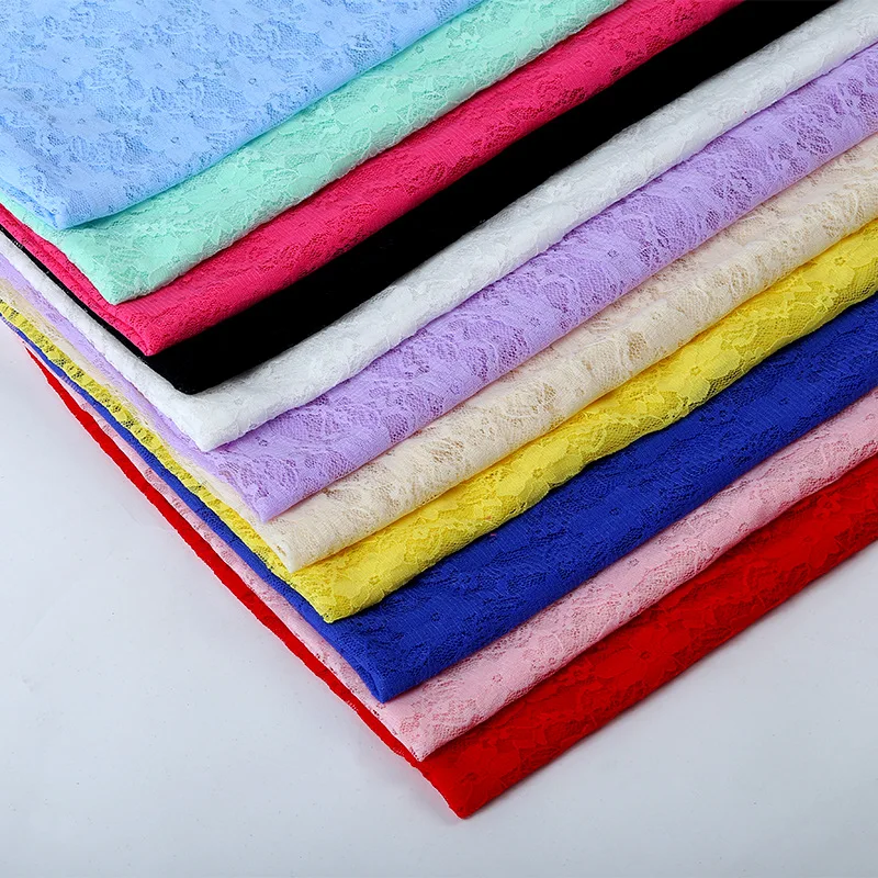 10 ярдов Цветочная эластичная кружевная ткань платье из полиэстера и спандекса 4