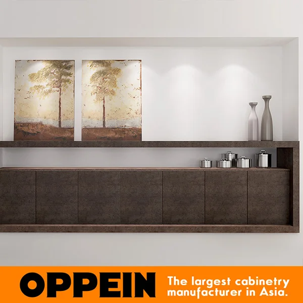 Modern Luxury Wooden Kitchen Cabinet with Natural Sintered Surface Island (OP16-L22) |