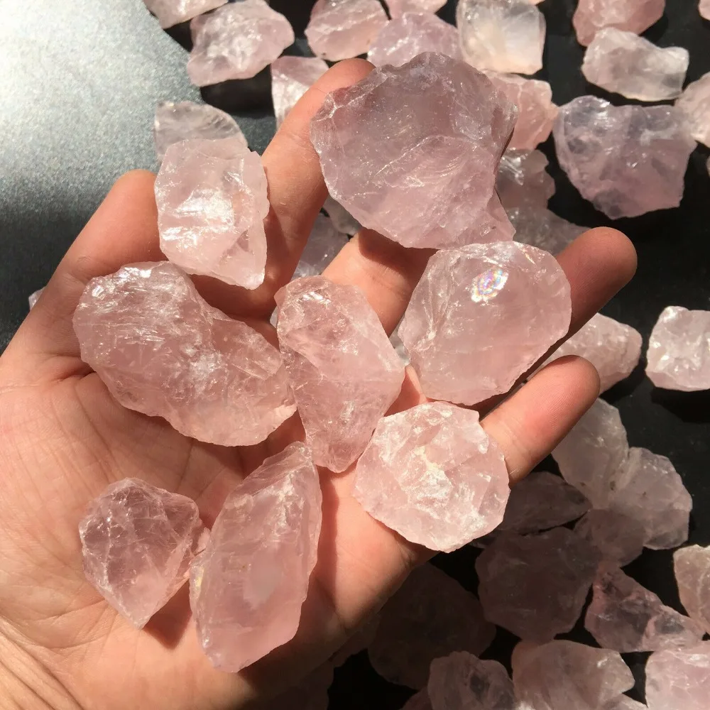Cristal de cuarzo rosa Natural en bruto, 1000g, Lapidary rugoso Curaci&oacute;n-0