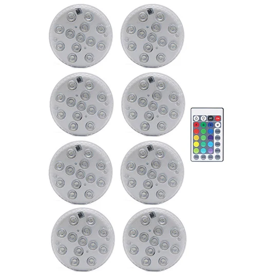 10 светодио дный LED Дистанционное управление RGB погружной свет батарея работает подводный ночник открытый ваза чаша вечерние украшение - Испускаемый цвет: 1 controller 8 Lamp