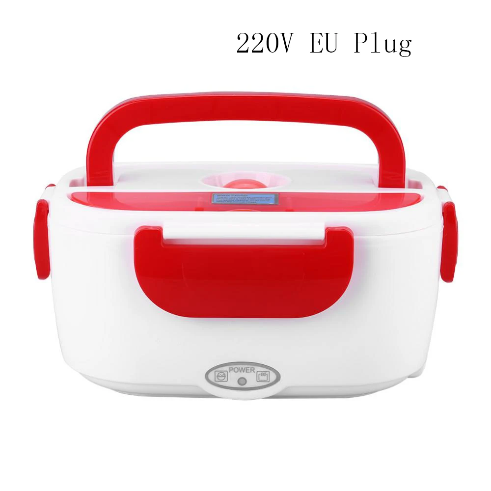 Red EU Plug Электрический нагревательный Ланч-бокс портативный детский пищевой контейнер термос Ланч-бокс Bento box с столовыми приборами набор посуды для дома и офиса - Цвет: Red EU Plug