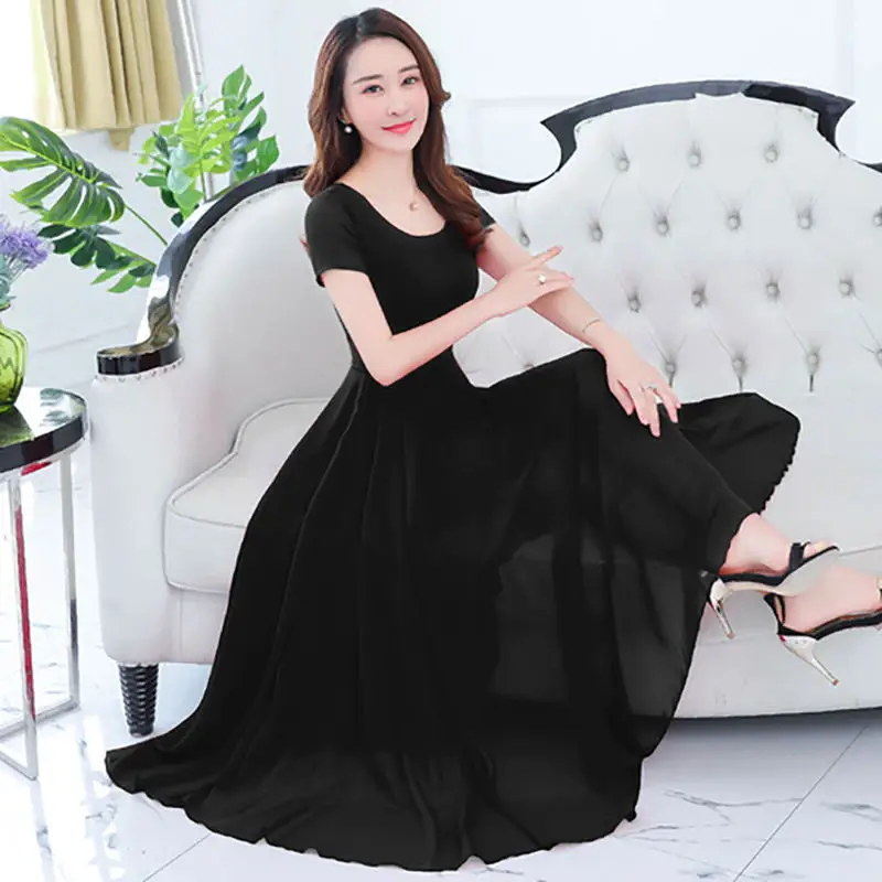 Повседневное шифоновое платье для женщин Vestido летнее тонкое длинное с высокой