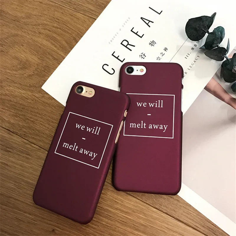 Новая мода Скраб Жесткий PC цвет красного вина чехол для iPhone 7 Plus 5 5S SE 6 S плюс письмо