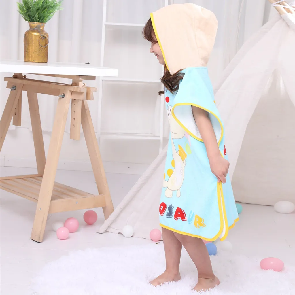 Infant baby poncho towel hooded beach towels for kid Bathrobe Pajamas Cartoon Animals baby hooded bath towel Child baby bath set