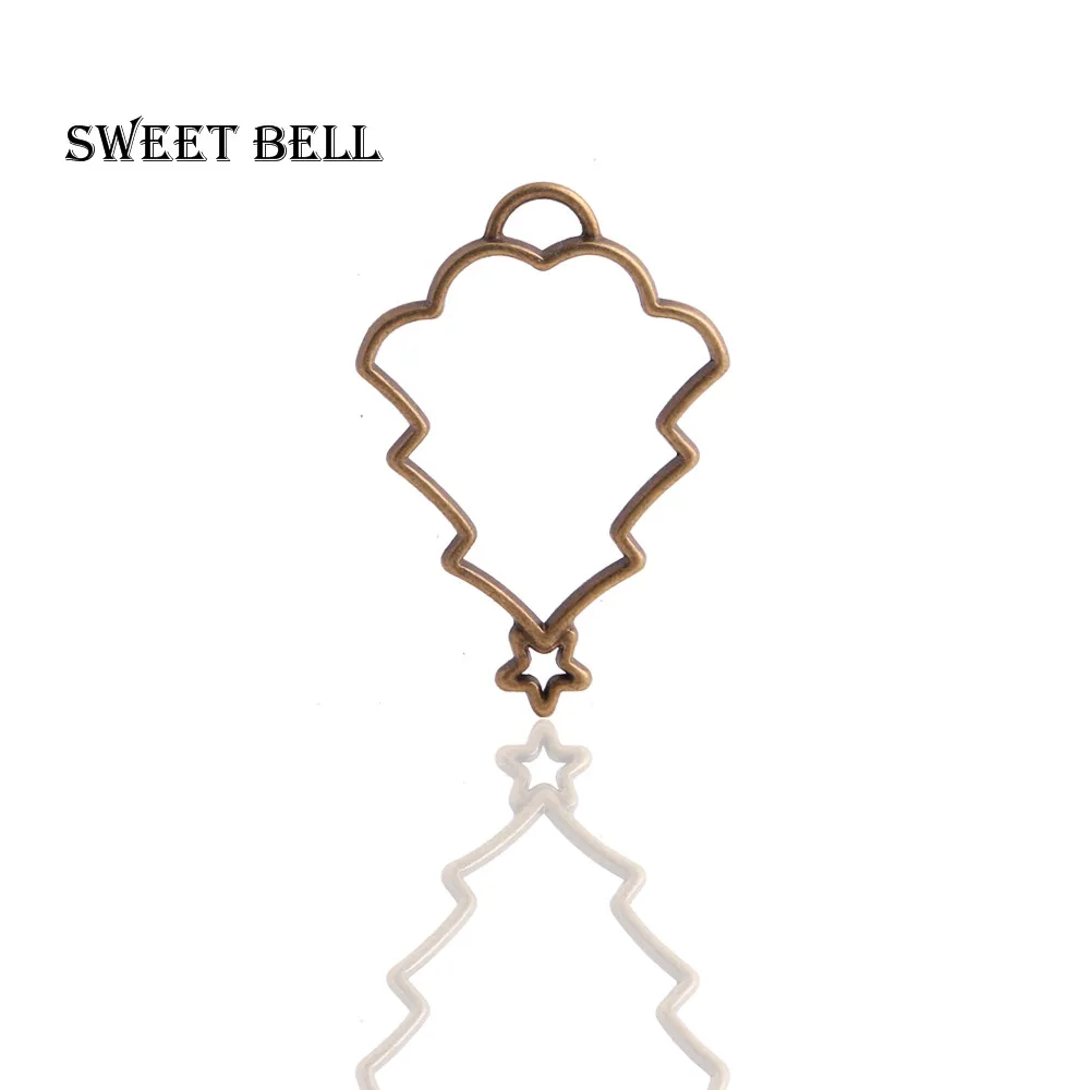 

Милый Колокольчик, 15 шт., 31*45 мм, Аксессуары для украшений из сплава, Очаровательная Рождественская елка, пустая подвеска с полым клеем, Очаро...