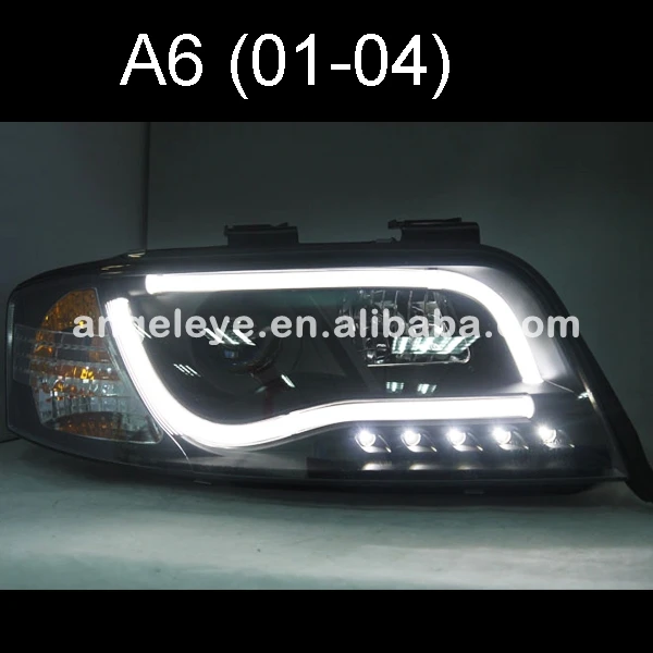 

For Audi A6 LED Strip head lamp 2002 - 2004 year Black Housing SN