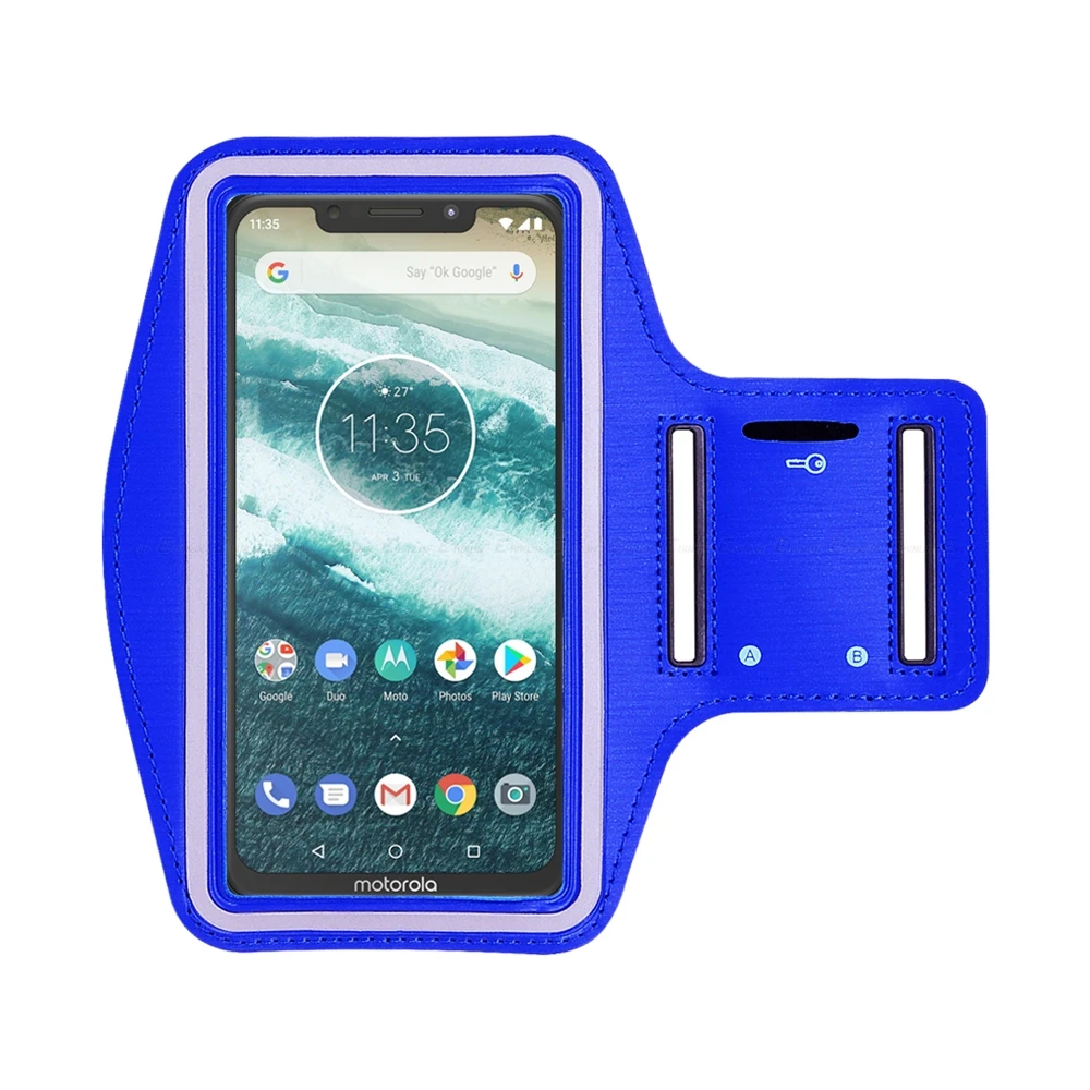 Спортивный Чехол для бега, велоспорта, сумка для телефона Motorola Moto, One vision, Action power Zoom Macro P50 P30 Play Note, чехол на руку - Цвет: Темно-синий