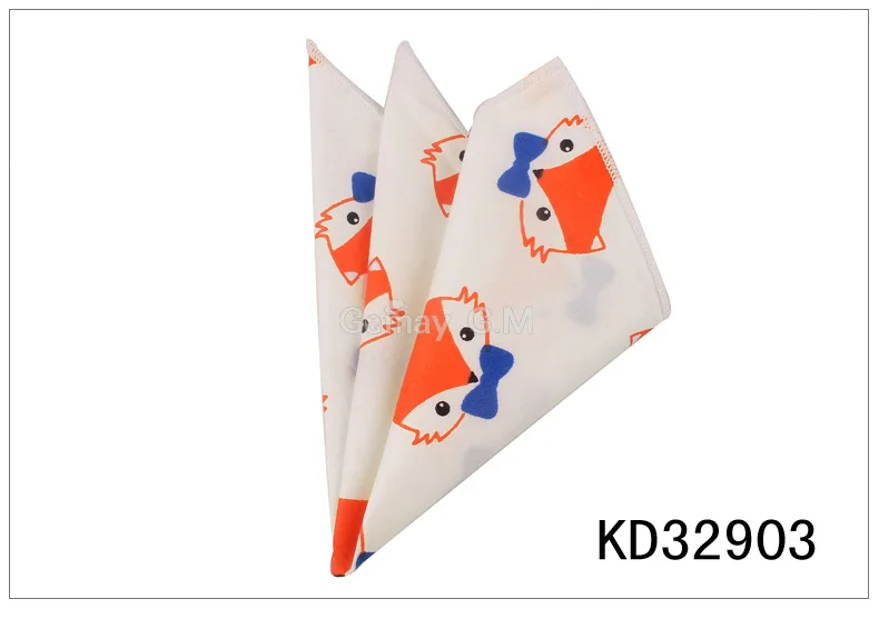 KD32903 Костюмы Животных Карманные квадратные для мужчин женщин мультфильм полотенце для сундуков носовые платки для джентльменов классический мужской платок карманные полотенца - Цвет: KD32903