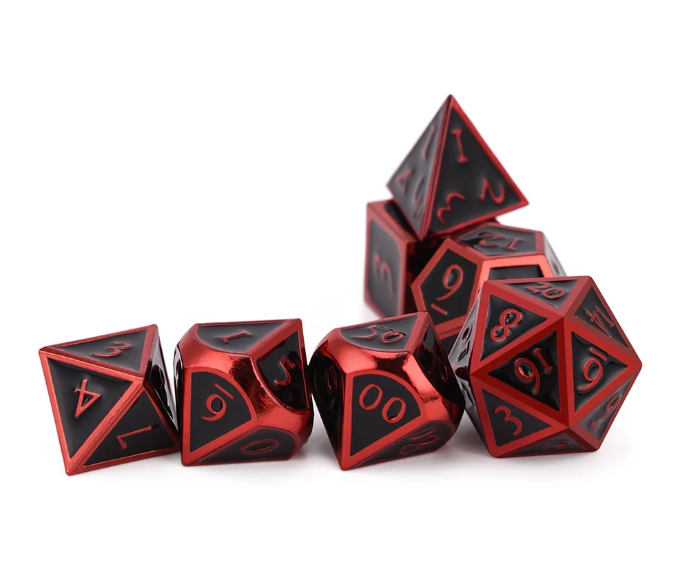 Mystery Metal Dice красный и черный для подземелий и драконов RPG MTG обучение математике D4 D6 D8 D10 D% D12 D20