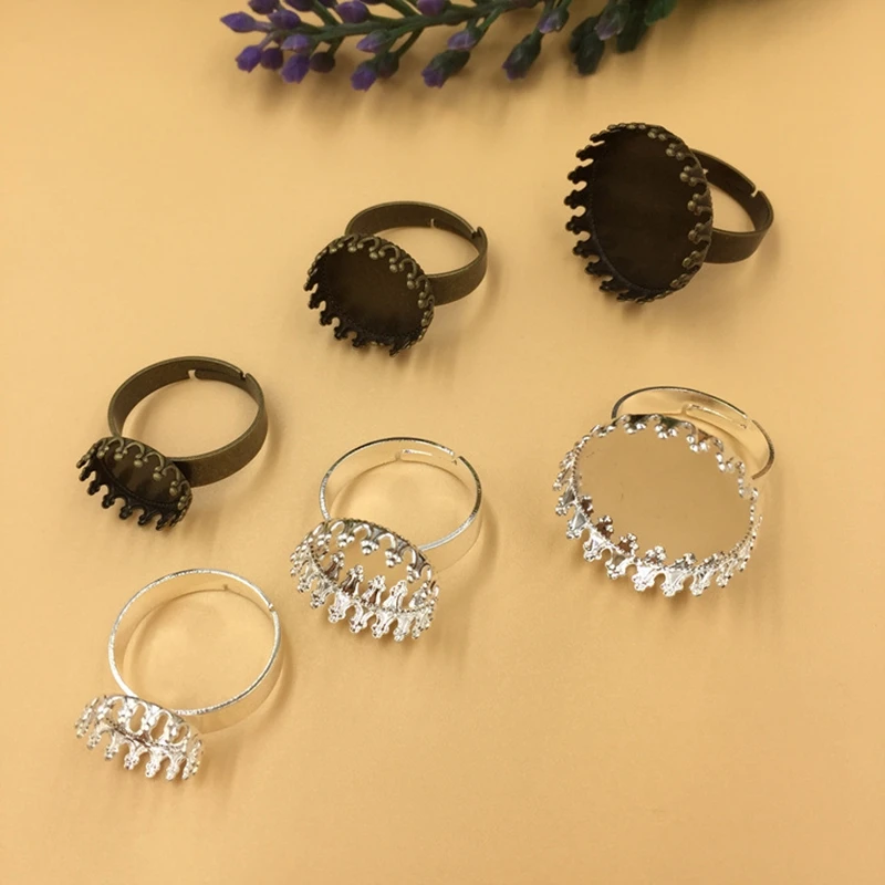 12/15/20mm 10pcs Bronze Plated Brass Adjustable Diy Ring Settings Blank/Base Fit 12mm Glass Cabochons Buttons Bezels(08413) | Украшения и