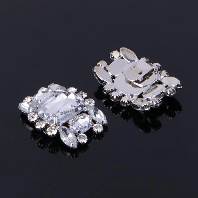 

Sparkle Fashion 2Pcs Rhinestone Alloy Glass Shoe Clips Elegant Ornate Buckles Fashion Decoration