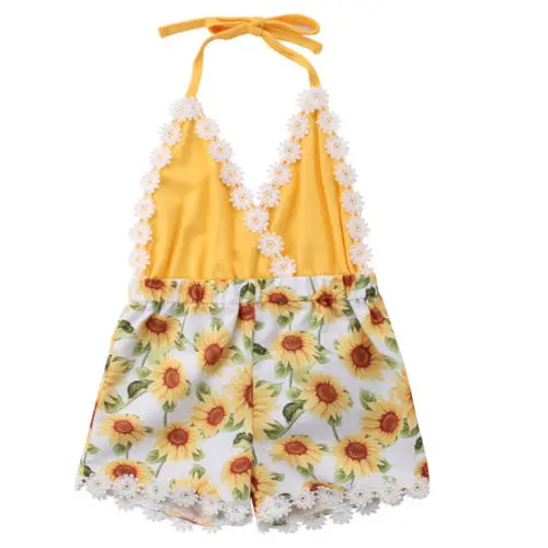 Toddler Kid Baby Girls Lace Flower Sleeveless Romper Jumpsuit Outfit Clothes Size 1-5T | Мать и ребенок