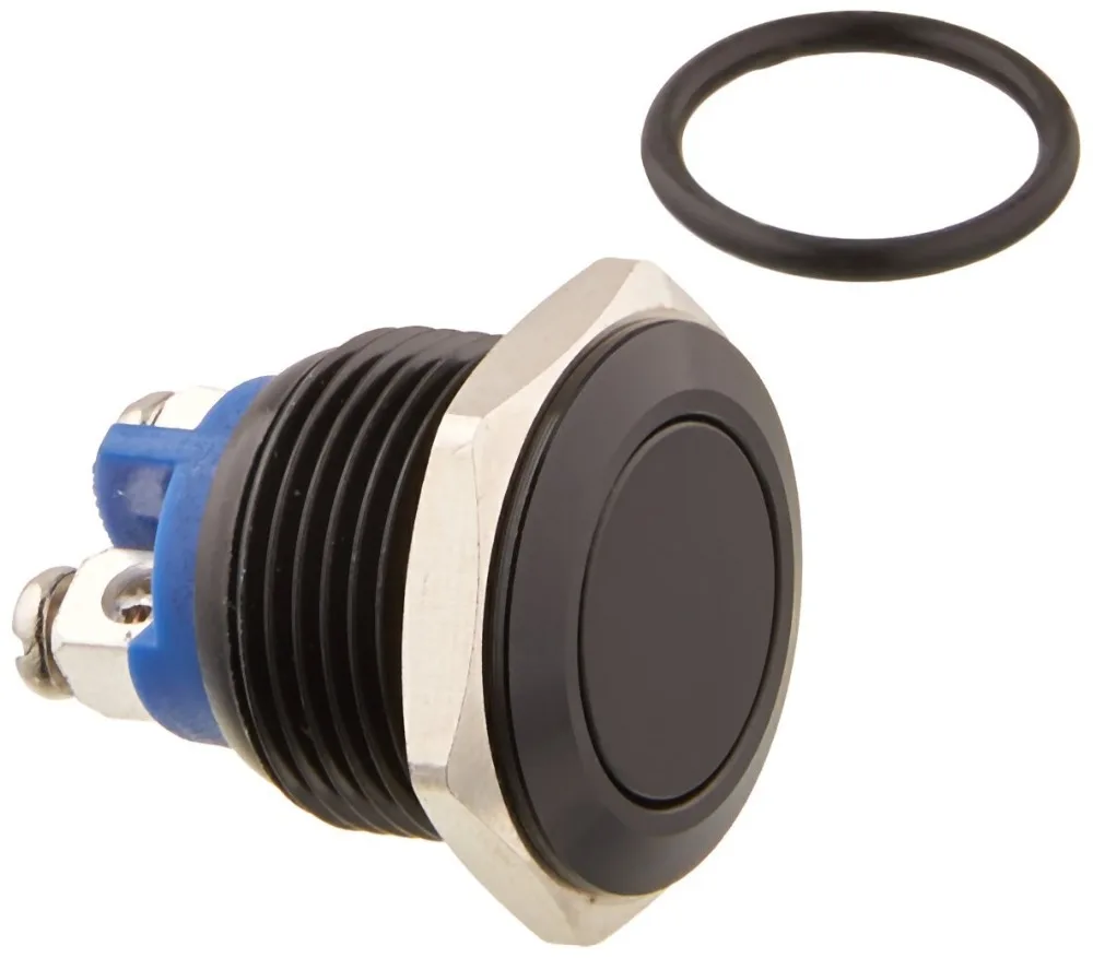 16mm Aluminum Black screw terminal electric metal car switch 5/8&quot Metal Momentary 3A/250V AC SPST 1NO Industrial Car Switch |