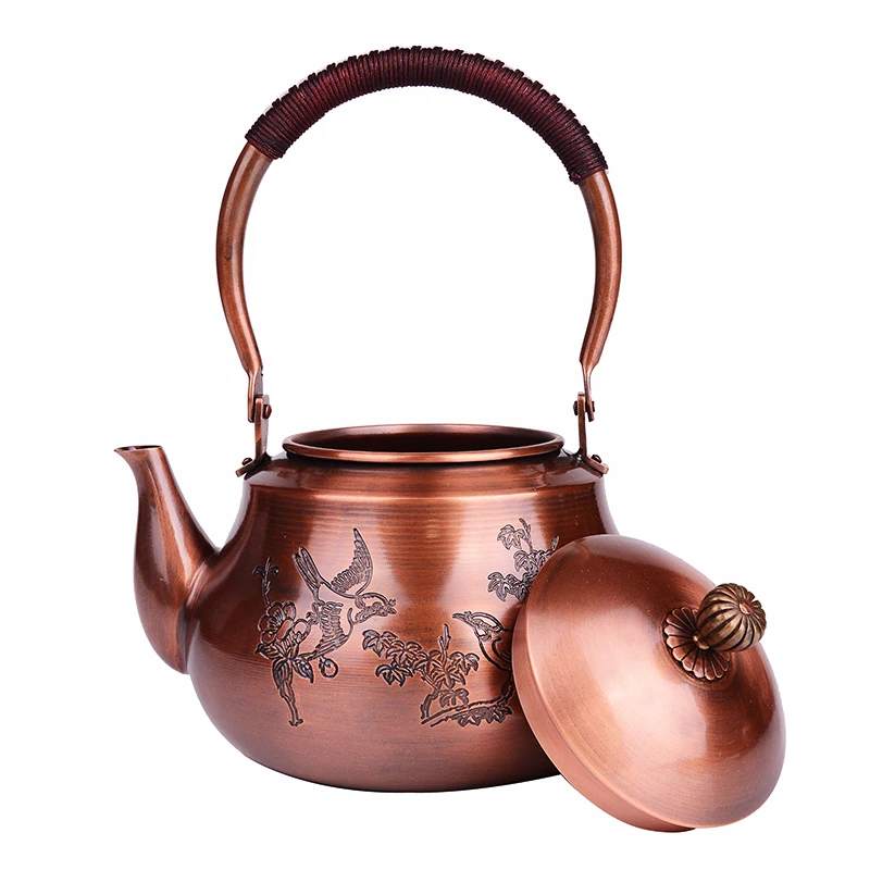 

1.2L handmade red copper teapot glass samovar ceramic enameled from clay enameled kettle metal puer green tea gift Japanese