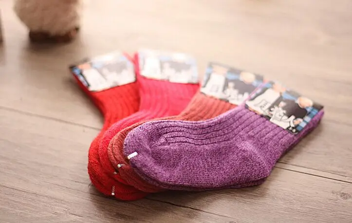 2 пары/Лот зимние детские толстые носки теплые шерстяные однотонные для девочек и