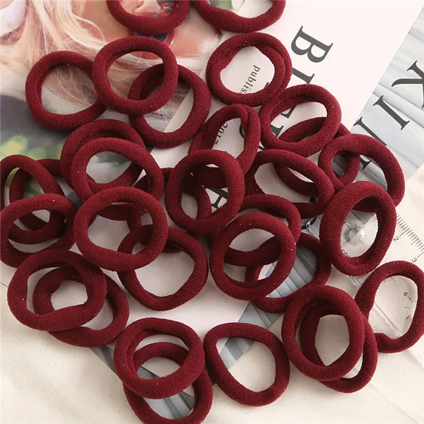 Wine red 25/50 шт 3 см женские аксессуары для волос для детей резиновые резинки для волос эластичная резинка для волос Ободки для девочек Аксессуары Галстуки резинки для волос Головные уборы - Цвет: Wine red