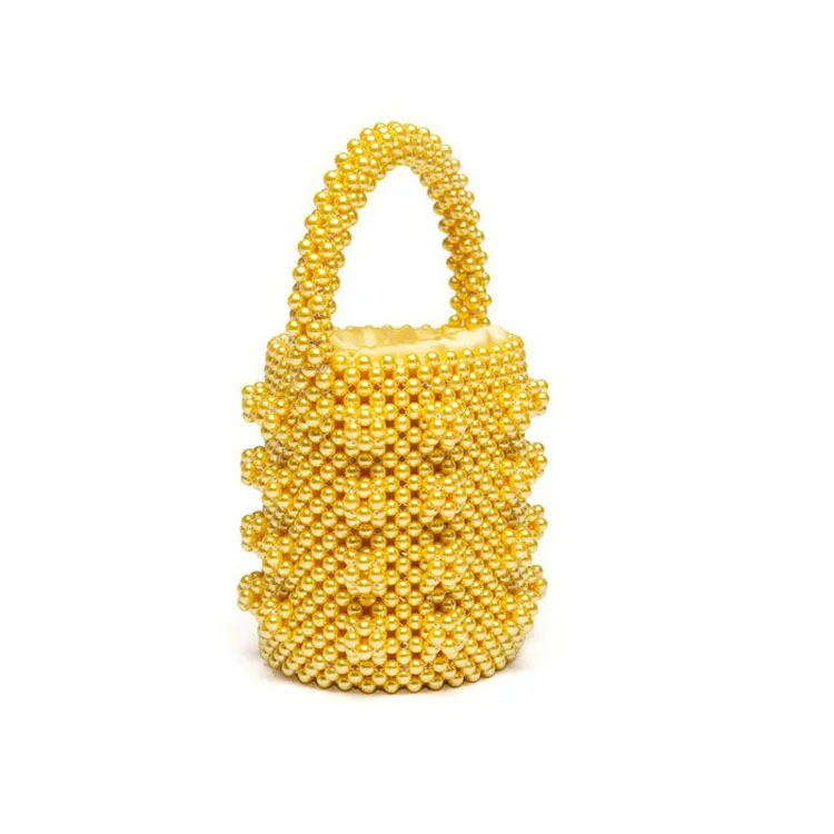 2019 Hand-woven Bead Handbag New Fashion Pearl Knitting Bucket Bag Skewed Pocket Luxury Crystal | Багаж и сумки