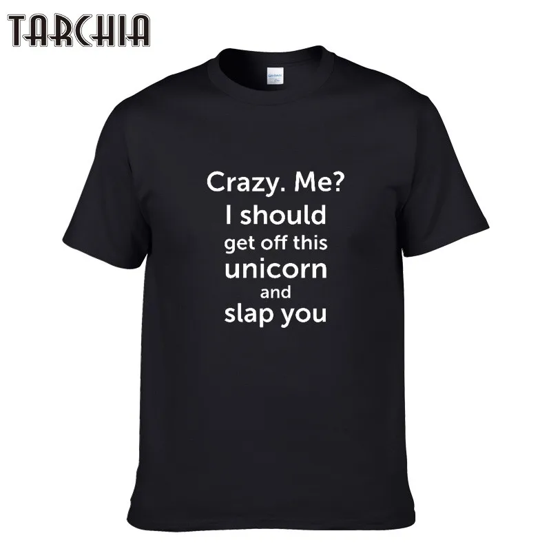 Футболка TARCHIA Мужская брендовая Мода 2018 футболка с принтом CRAZY ME повседневные