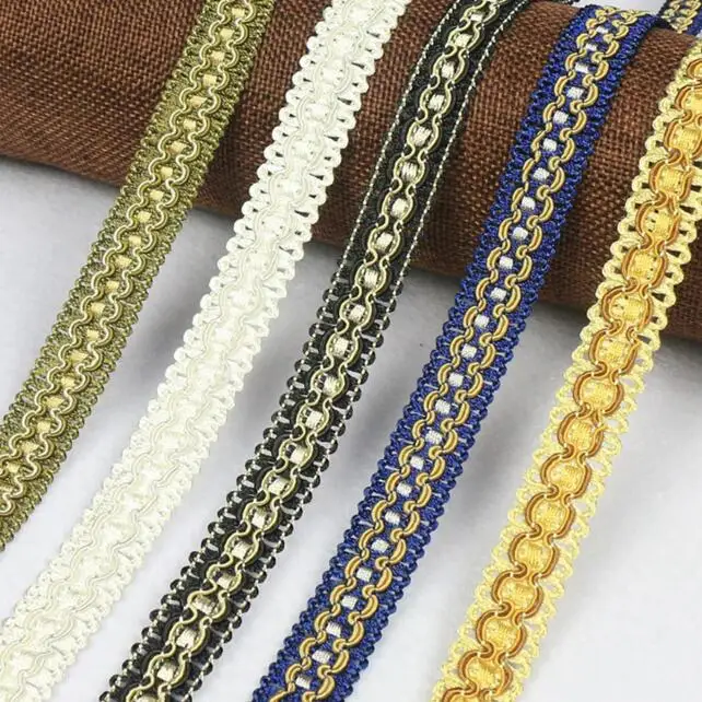 

10Yards 1.8cm Gold Ethnic Lace Trim DIY Centipede Braided Ribbon Fabric For Home Garment Curtain Handmade Sewing Accessories