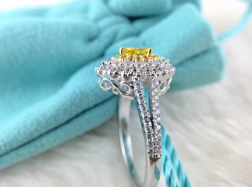 Чистое серебро Оригинал 0 3 карат человек сделал Диамант Teardrop 925 кольцо настроить