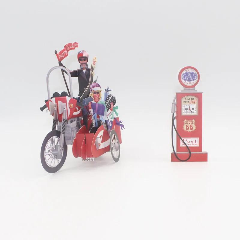 3D лазерная резка ручной работы резьба с днем рождения мотоцикл бумажное