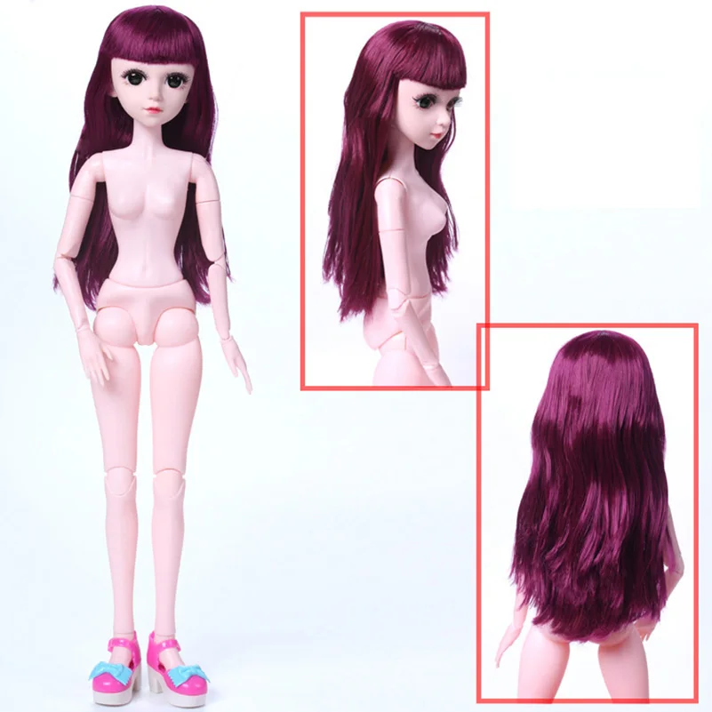 8 60 см BJD кукла 3D глаза 18 подвижный шарнирный парик Обнаженная девушка куклы тело с обувью Аксессуары куклы игрушки для девочек - Цвет: 8