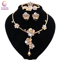 cynthia luxury dubai jewelry sets crystal necklace gold ring earrings bracelet for women bridal jewelry set accessories gifts