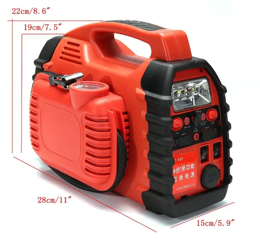 6 In 1 Стартер скачка автомобиля с 150 PSI шиномонтажный насос/воздушный компрессор с USB портом для зарядки Iphone, IPad Multipy автомобильное зарядное устройство - Цвет: 6 In 1