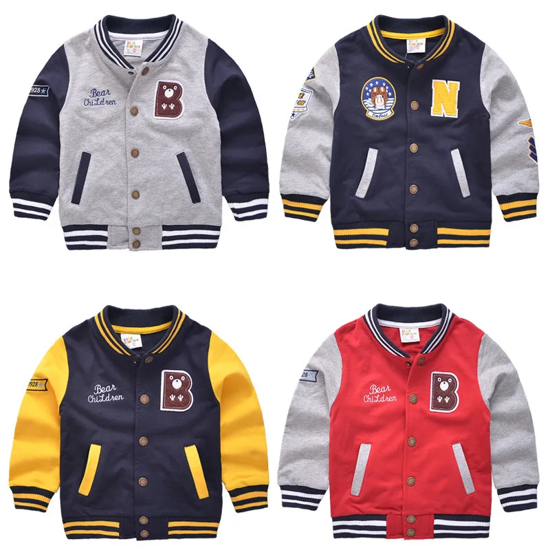 Baby Boys Girls Clothes Spring Autumn Season V-neck Baseball Jacket Letter Outerwear For 2-6Y Kids Fashion clothing | Детская одежда и