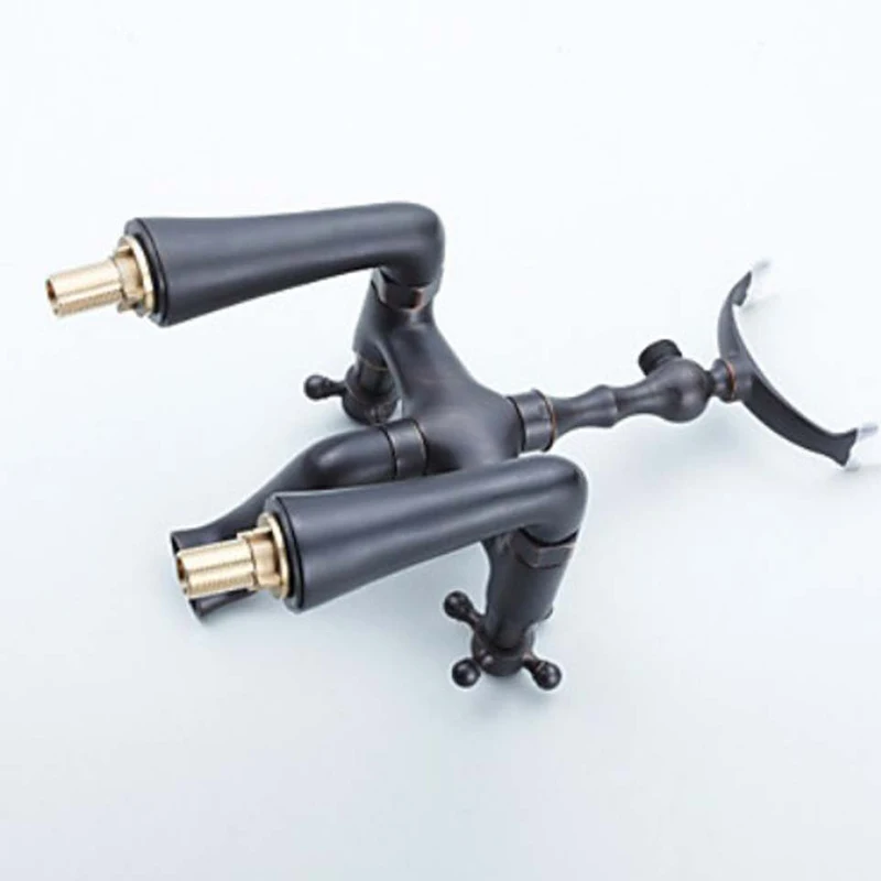 

Black Bronze Bathtub Faucets Telephone Style Tub Mixer Taps Dual Handle Bathroom Bath Shower Faucet with Handshower