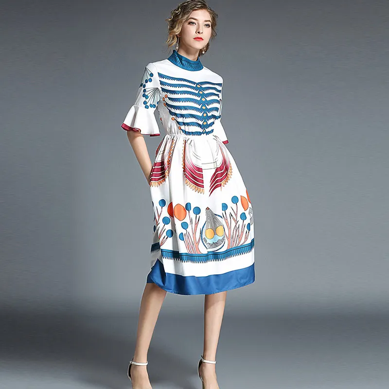 Willstage женское платье Половина Бабочка рукавом цветочным набивным рисунком