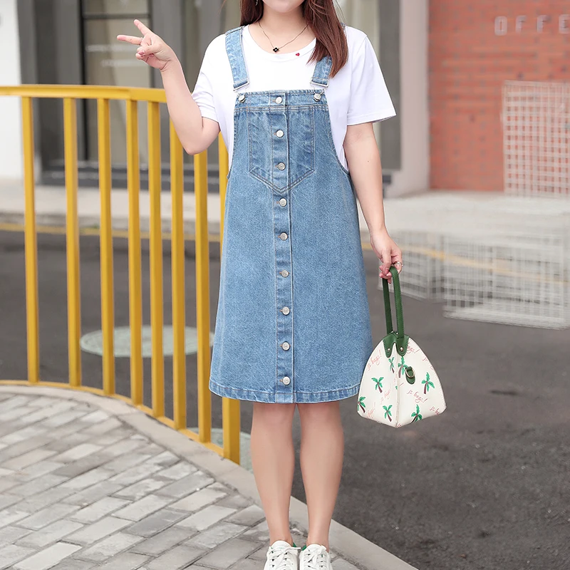 Light Blus Voobuyla/летние однотонные винтажные джинсовые женские сарафаны для мам, повседневные платья размера плюс 4XL для вечеринок, свободные платья с регулируемыми лямками - Цвет: Light Blus