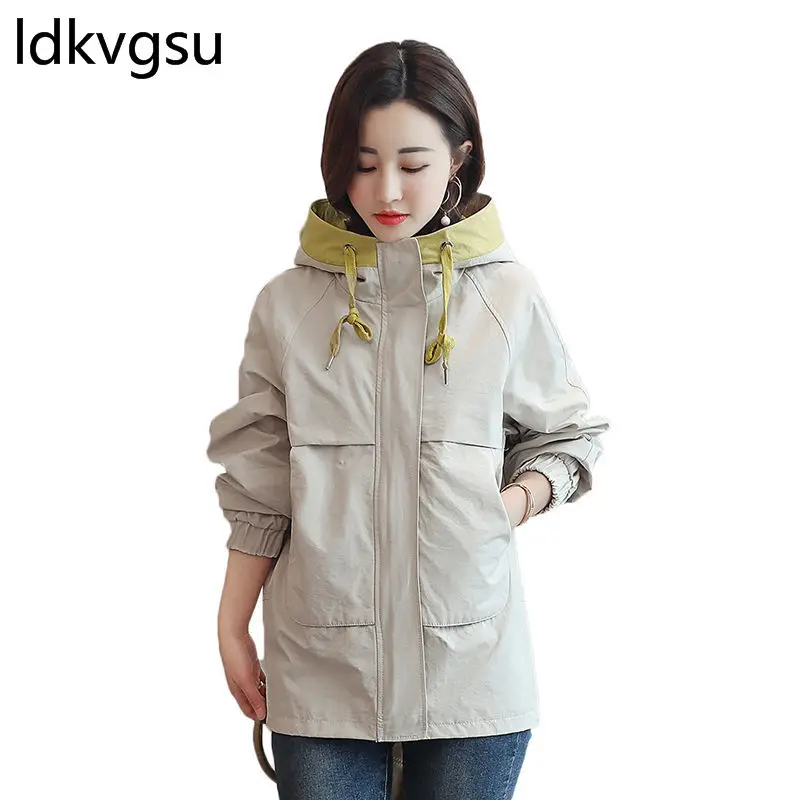 Женское короткое пальто с капюшоном свободная повседневная куртка длинным