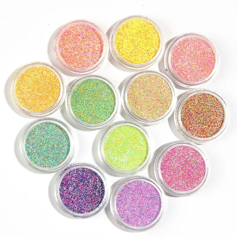 Голографические разноцветные Блестки для ногтей 12 бутылок блестящие краски