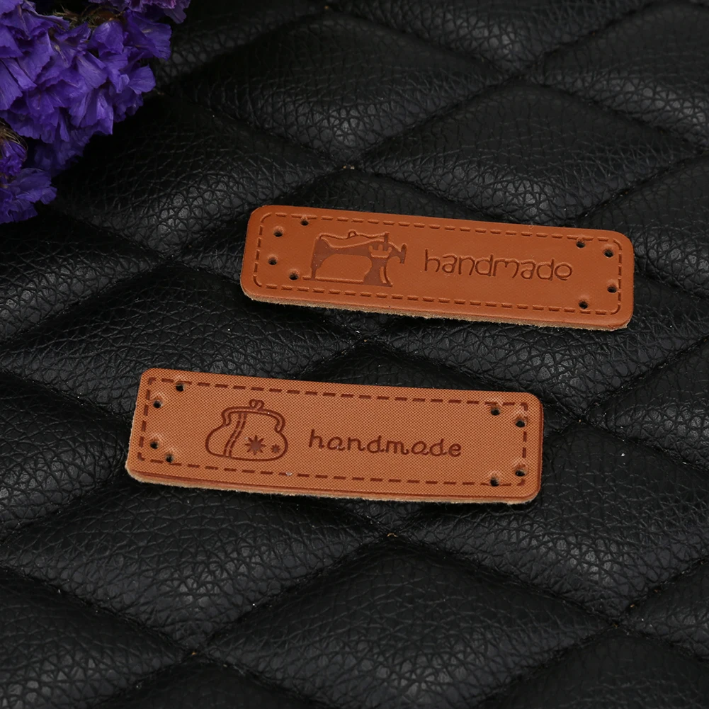 12 шт./компл. этикетки ручной работы коричневые из искусственной кожи 5x1 5 см на