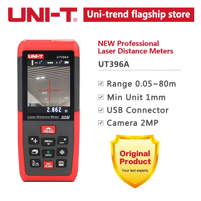 

UNI-T UT396A Professional Laser Distance Meters Lofting Test Levelling Instrument Area/Volume Data Storage Max 80m 2MP Camera