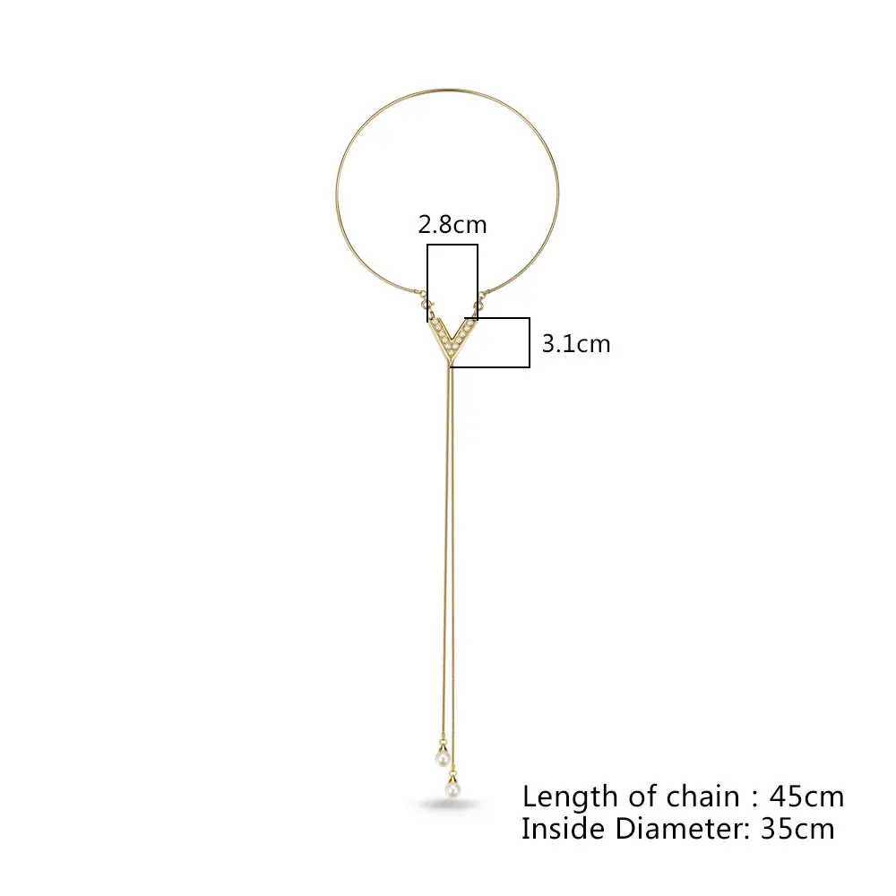 Viennois Новый Золотой Цвет V-shaped Ожерелья &amp Lariats для Женщин Моменты Искусственный