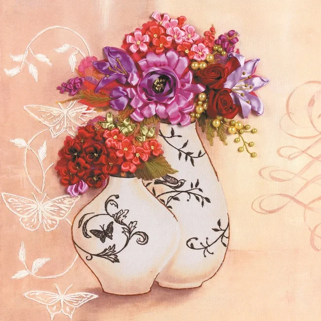 50x50cm 5D flowers Ribbon embroidery kit stain painting set handcraft DIY handmade needlework art home decor | Дом и сад