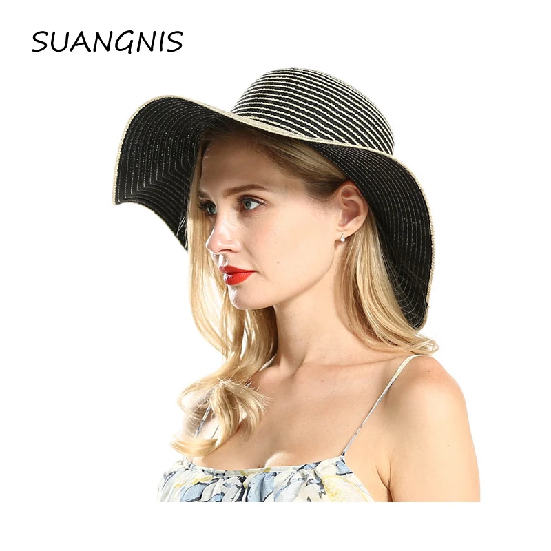 Шляпа с солнцезащитным козырьком женская модная пляжная Складная Соломенная