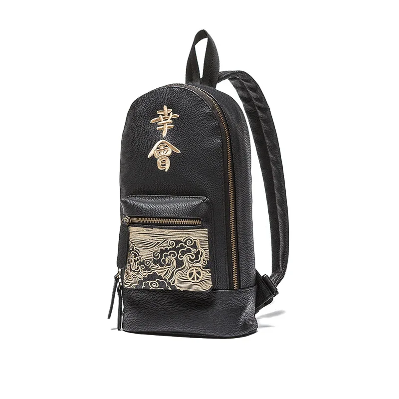 Мужская сумка из искусственной кожи в стиле хип хоп дорожная с вышивкой