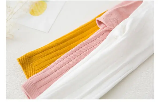 Детские колготки; Collant Meias Infantil; колготки для девочек; плотные колготки из хлопка в Корейском стиле с широкими лентами; колготки для малышей; Новинка; вязанная осенняя одежда
